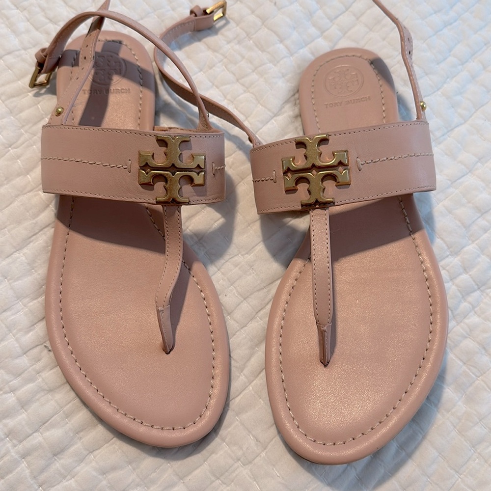 Blush pink Rory Burch t strap sandals. Like new, size 8.5